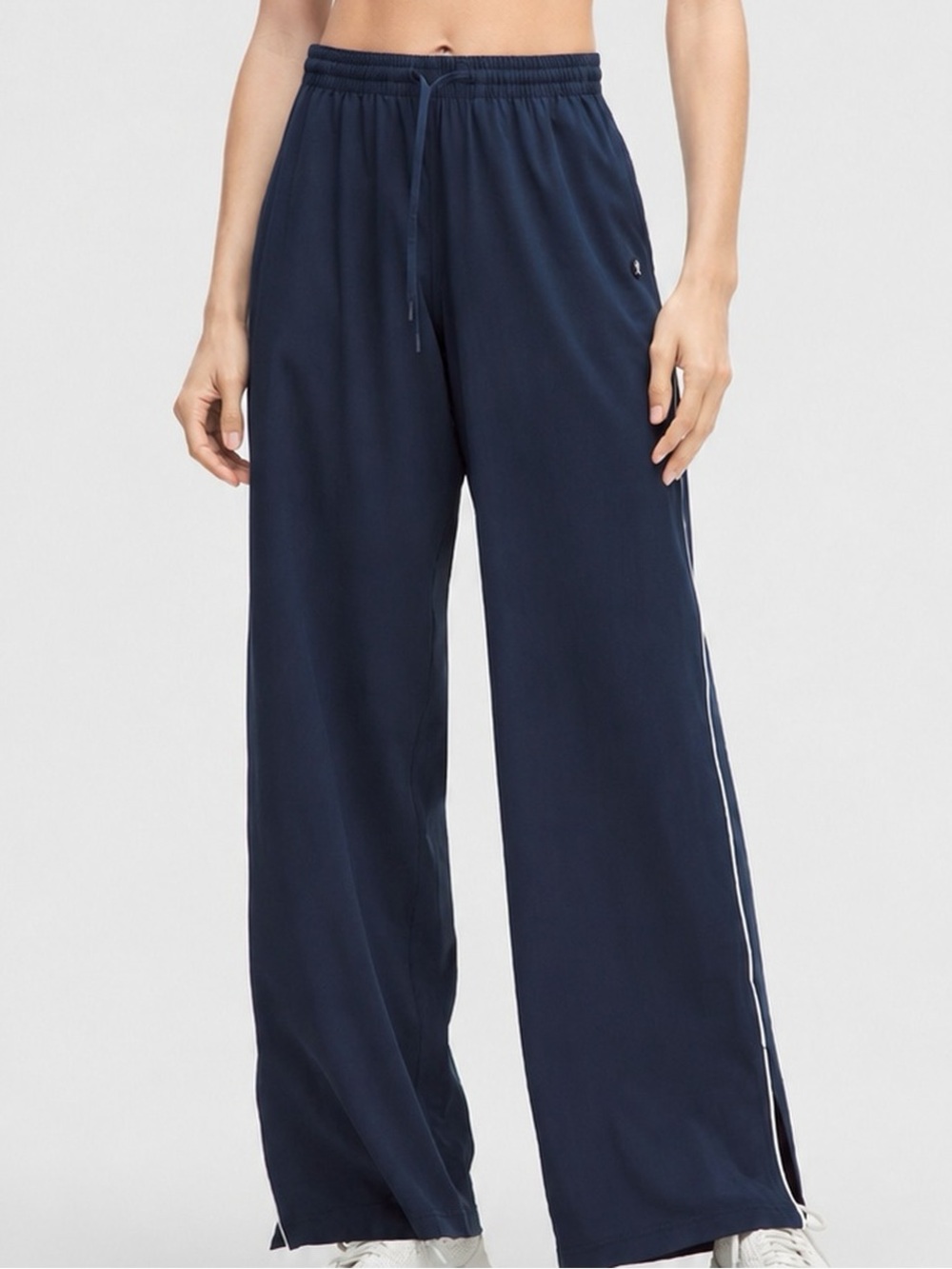 lululemon athletica Navy Wide-Leg Track Pants with White Side Stripe Regular 14